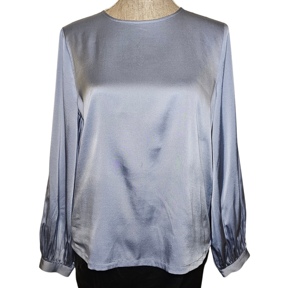 Eileen Fisher Stretch Silk Blouse Top Size XS Long-Sleeve Minimalist Office Work